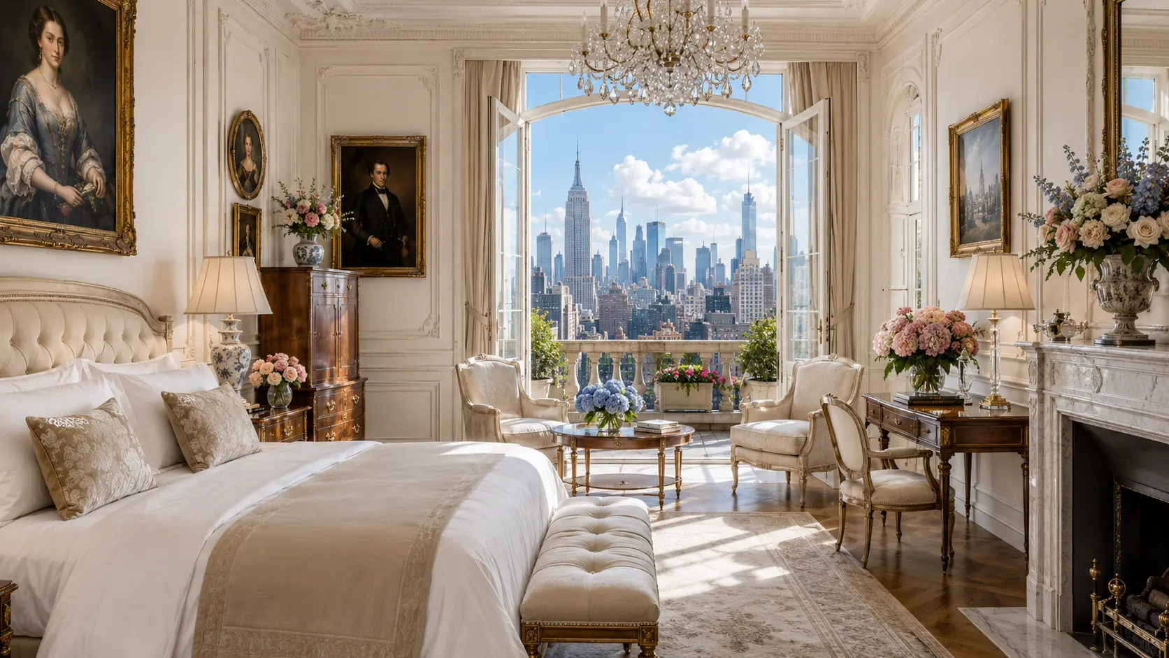 Light-filled heritage hotel room overlooking Paris